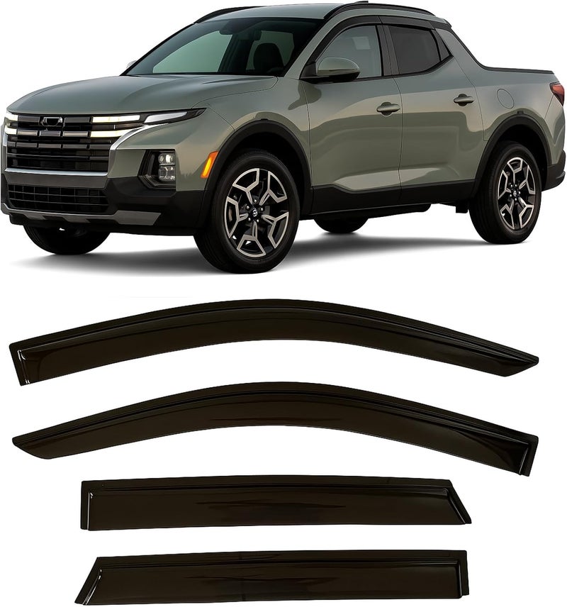 Optimal Co 2019-2026 Tape-on Rain Guards for Hyundai Santa Cruz Side Window Deflector Visors SE SEL Night XRT Limited Durable Tinted Vent Shade 2023 2024 2025 - Image 1